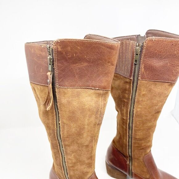 Born Two Toned Leather Zip Calf Boots NEW Size 6 - Picture 3 of 9